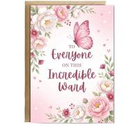 Hippowarehouse Pink Butterfly and Flowers to everyone on this incredible ward Personalised Card A5 with envelope for him for her Funny Cards for Men and Women Blank inside option
