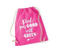 Hippowarehouse Pink goes good with green Drawstring Cotton School Gym Bag 37cm x 46cm, 12 litres
