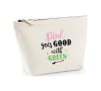 Hippowarehouse Pink goes Good with Green Printed Make up Cosmetic wash Bag 18x19x9cm