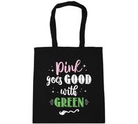 Hippowarehouse Pink goes good with green Tote Shopping Gym Beach Bag 42cm x38cm, 10 litres