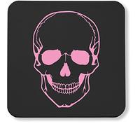 Hippowarehouse Pink skull pack of 2 coasters gloss finish durable backing 9cm x 9cm