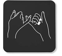Hippowarehouse Pinky promise hand illustration printed coaster gloss finish durable backing 9cm x 9cm 2 pack
