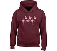Hippowarehouse Pixel Flamingo Kids Children's Unisex Hoodie Hooded top Maroon