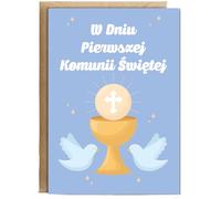 Hippowarehouse Polish First Holy Communion Card W Dnui Pierwszej Komunii Sweitej Personalised Card A6 with envelope for him for her Funny Cards for Men and Women Blank inside option