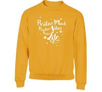 Hippowarehouse Positive Mind, Positive Vibes, Positive Life Kids Children's Unisex Jumper Sweatshirt Pullover Sunflower