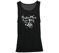 Hippowarehouse Positive Mind, Positive Vibes, Positive Life Vest Scoop Sleeve Unisex Tank top Black