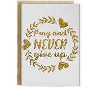 Hippowarehouse Pray and never give up - Glitter Birthday Card A5 Personalised with envelope for him for her Funny Cards for Men and Women Blank inside option