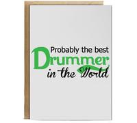 Hippowarehouse Probably The Best Drummer in The World Personalised Card A6 with envelope for him for her Funny Cards for Men and Women Blank inside option
