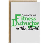 Hippowarehouse Probably The Best Fitness Instructor in The World Birthday Card A5 Personalised with envelope for him for her Funny Cards for Men and Women Blank inside option