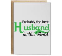 Hippowarehouse Probably The Best Husband in The World Personalised Card A6 with envelope for him for her Funny Cards for Men and Women Blank inside option