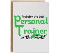 Hippowarehouse Probably The Best Personal Trainer In The World Personalised Card A6 with envelope for him for her Funny Cards for Men and Women Blank inside option