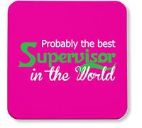 Hippowarehouse Probably The Best Supervisor in The World printed coaster gloss finish durable backing 9cm x 9cm 2 pack