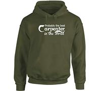 Hippowarehouse Probably The World's Best Carpenter Unisex Hoodie Hooded top (Specific Size Guide in Description) Olive Green