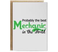Hippowarehouse Probably The World's Best Mechanic Personalised Card A6 with envelope for him for her Funny Cards for Men and Women Blank inside option
