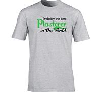 Hippowarehouse Probably The World's Best Plasterer Unisex Short Sleeve t-Shirt (Specific Size Guide in Description) Grey