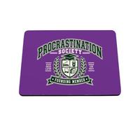 Hippowarehouse Procrastination society university printed mouse mat pad accessory black rubber base 240mm x 190mm x 60mm