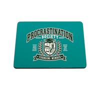 Hippowarehouse Procrastination society university printed mouse mat pad accessory black rubber base 240mm x 190mm x 60mm