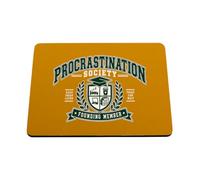 Hippowarehouse Procrastination society university printed mouse mat pad accessory black rubber base 240mm x 190mm x 60mm