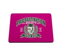 Hippowarehouse Procrastination society university printed mouse mat pad accessory black rubber base 240mm x 190mm x 60mm