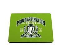 Hippowarehouse Procrastination society university printed mouse mat pad accessory black rubber base 240mm x 190mm x 60mm