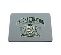 Hippowarehouse Procrastination society university printed mouse mat pad accessory black rubber base 240mm x 190mm x 60mm
