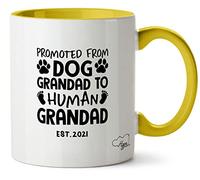Hippowarehouse Promoted from Dog Grandad to Human Grandad Printed Mug Various Colour Options Ceramic Cup Kitchenware 11oz