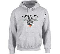 Hippowarehouse Proud Owner of a Netherland Dwarf Rabbit Unisex Hoodie Hooded top (Specific Size Guide in Description) Grey