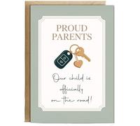 Hippowarehouse Proud parents our child is officially on the road Personalised Card A6 with envelope for him for her Funny Cards for Men and Women Blank inside option