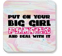 Hippowarehouse Put on your big girl panties and deal with it pack of 2 coasters gloss finish durable backing 9cm x 9cm