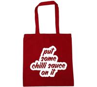 Hippowarehouse Put Some chilli sauce On It Tote Shopping Gym Beach Bag 42cm x38cm, 10 litres