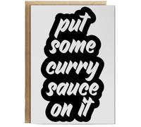 Hippowarehouse Put Some curry sauce On It Personalised Card A6 with envelope for him for her Funny Cards for Men and Women Blank inside option
