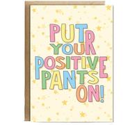 Hippowarehouse Put your positive pants on motivation good luck Personalised Card A5 with envelope for him for her Funny Cards for Men and Women Blank inside option