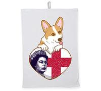 Hippowarehouse Queen Elizabeth and Corgi - Royal Cuteness Tea Towel Eco Printed Dish Cloth Kitchen accessory 50cmx70cm 100% Cotton