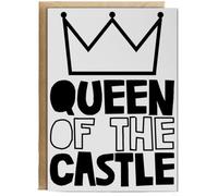 Hippowarehouse Queen of the castle Birthday Card A5 Personalised with envelope for him for her Funny Cards for Men and Women Blank inside option