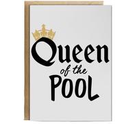 Hippowarehouse Queen of the Pool Swimming Birthday Card A5 Personalised with envelope for him for her Funny Cards for Men and Women Blank inside option