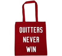 Hippowarehouse Quitters Never Win Tote Shopping Gym Beach Bag 42cm x38cm, 10 litres