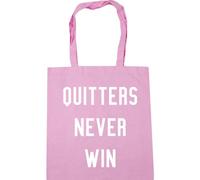 Hippowarehouse Quitters Never Win Tote Shopping Gym Beach Bag 42cm x38cm, 10 litres