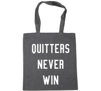 Hippowarehouse Quitters Never Win Tote Shopping Gym Beach Bag 42cm x38cm, 10 litres