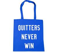 Hippowarehouse Quitters Never Win Tote Shopping Gym Beach Bag 42cm x38cm, 10 litres