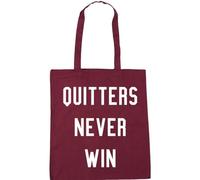 Hippowarehouse Quitters Never Win Tote Shopping Gym Beach Bag 42cm x38cm, 10 litres