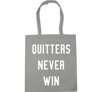 Hippowarehouse Quitters Never Win Tote Shopping Gym Beach Bag 42cm x38cm, 10 litres