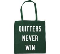 Hippowarehouse Quitters Never Win Tote Shopping Gym Beach Bag 42cm x38cm, 10 litres