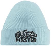 Hippowarehouse Quiz Master Embroidered Beanie Hat Blue with Black Stitch