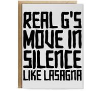 Hippowarehouse Real G's Move In Silence Like Lasagna Personalised Card A6 with envelope for him for her Funny Cards for Men and Women Blank inside option