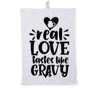 Hippowarehouse Real love tastes like Gravy Tea Towel Eco Printed Dish Cloth Kitchen accessory 50cmx70cm 100% Cotton