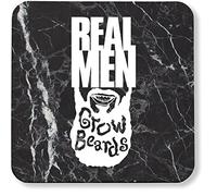 Hippowarehouse real men grow beards printed coaster gloss finish durable backing 9cm x 9cm 2 pack