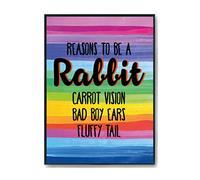 Hippowarehouse Reasons to be a rabbit: Carrot vision bad boy ears fluffy tail Printed Poster A3 Wall Art Design Classroom Room Gym Office Décor