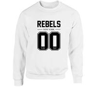 Hippowarehouse Rebels New York Unisex Jumper Sweatshirt Pullover (Specific Size Guide in Description) White