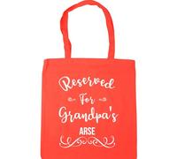 Hippowarehouse Reserved For Grandpa's Arse Tote Shopping Gym Beach Bag 42cm x38cm, 10 litres