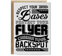 Hippowarehouse Respect Your Bases Protect Your Flyer Cherish Your Backspot Cheerleading Birthday Card A5 Personalised with envelope for him for her Funny Cards for Men and Women Blank inside option